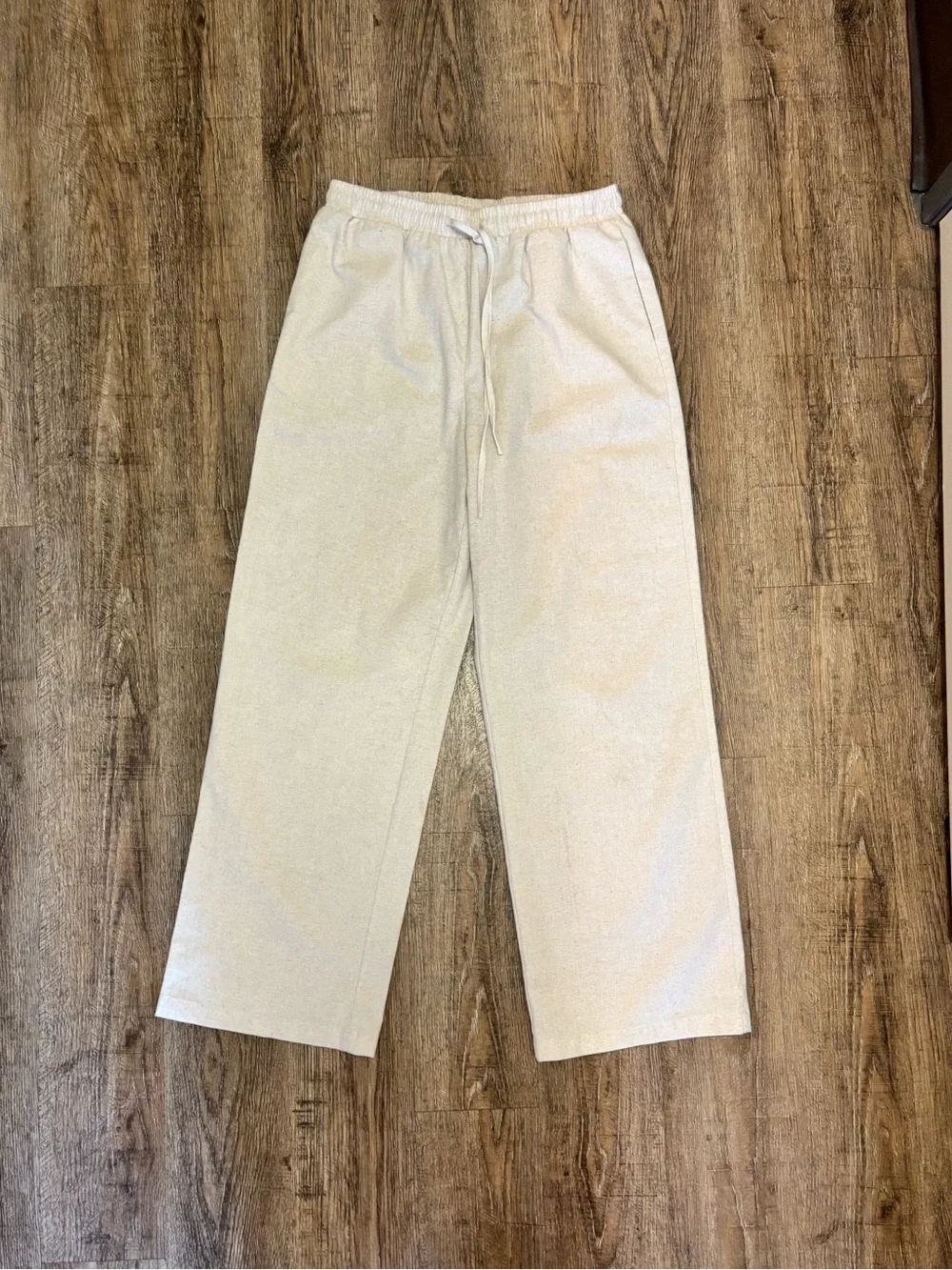 Abound Cream Drawstring Wide-Leg Pants size L (0075)